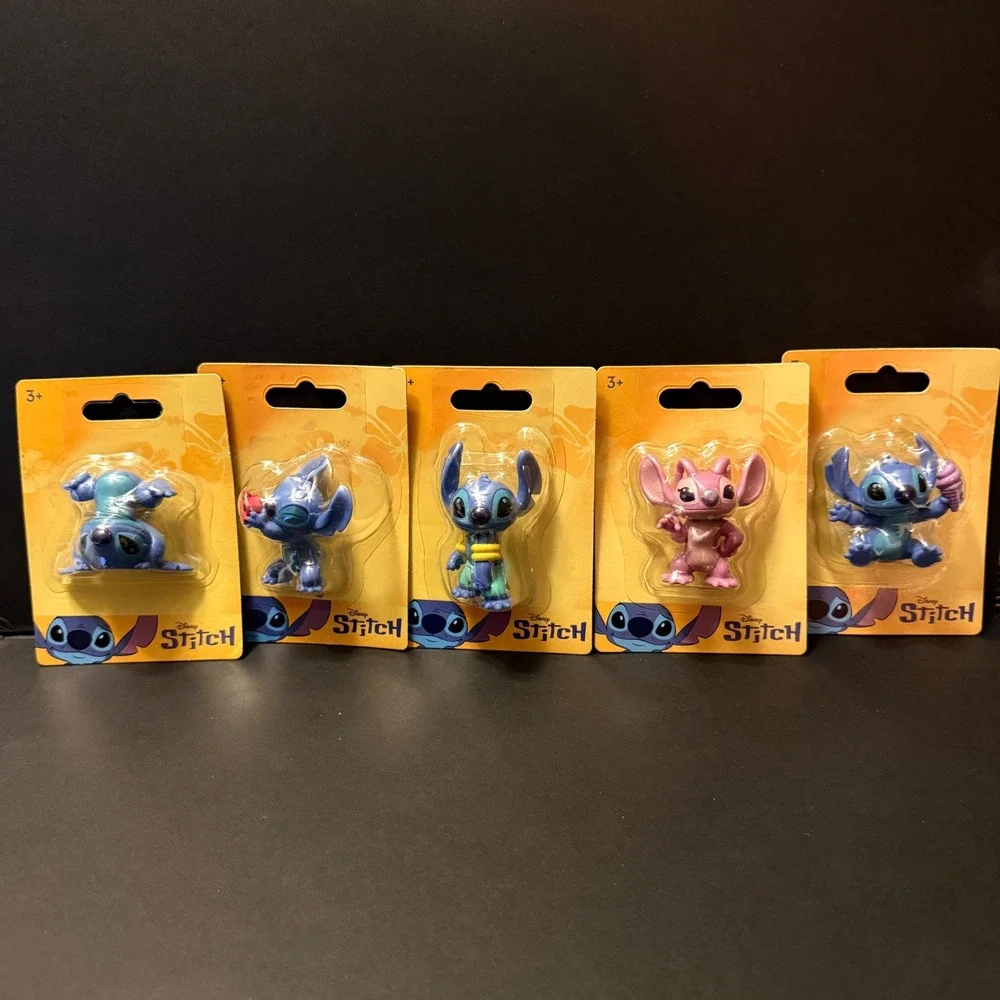Disney Just Play Stitch Angel Mini Figure Set Kids OS Blue Pink NEW 5pc Bundle